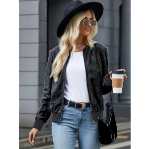 Kadın Uzun Kollu önden Fermuarlı Süet Ceket