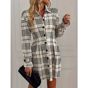 Kadın Uzun Kollu Yakalı önü Düğmeli Mini Modal Elbise