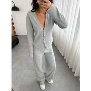 Selanik Kumaş Ön Düğmeli Ceket Çımalı PantolunTakım