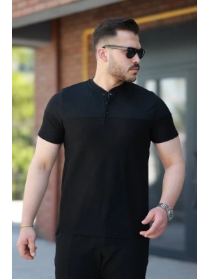 Erkek Hakim Yakalı Kısa Kollu Pamuklu T-shirt