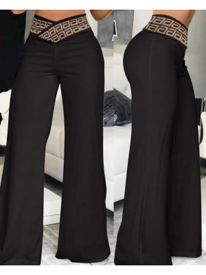 Kadın Belde Kruvaze Ve Ribana Detay Ispanyol Paça Ithal Krep Pantolon