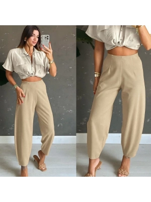 Kadın Yüksek Bel Krep Pantolon