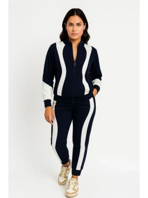 Premium Parçalı Eşofman Takım - Dik Yaka Fermuarlı Sweatshirt - Siyah