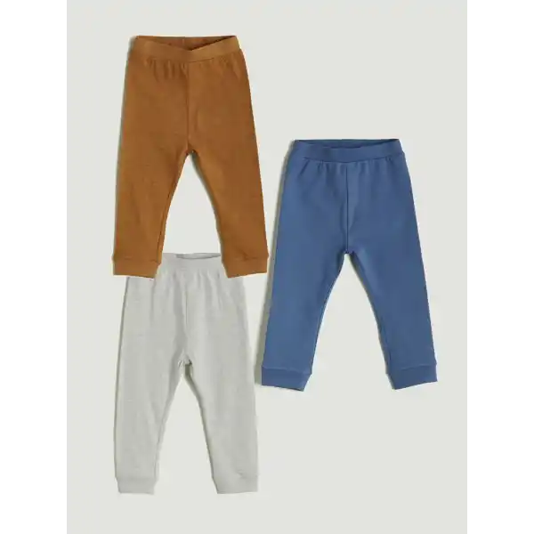 Baby Çok Renkli 2 İplik Beli Lastikli 3lü Erkek Bebek Jogger Eşofman Alt