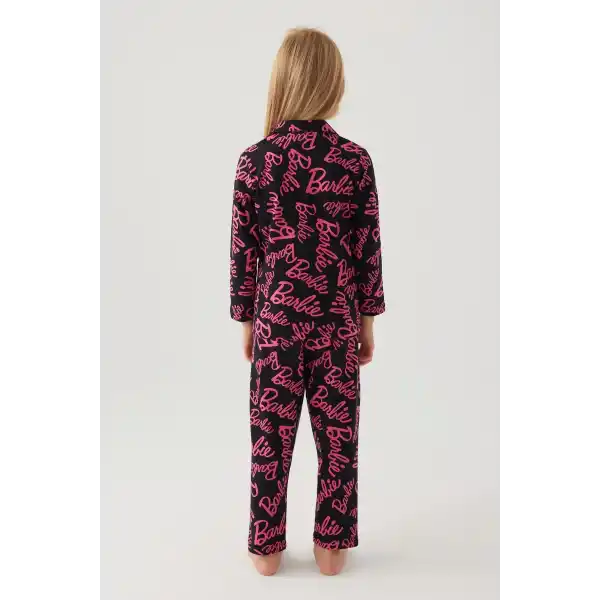 Barbie 1767-G Kız Çocuk Garson Gömlek Pijama Takımı