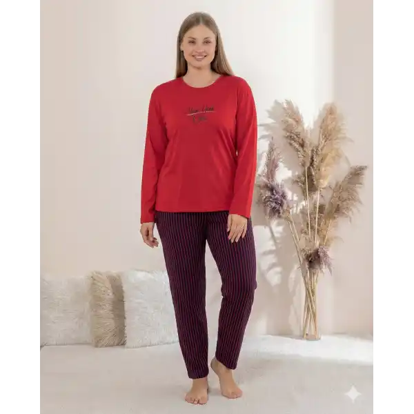 Boyraz 0259 Kadın Battal Sandy Uzun Kol Pijama Takımı