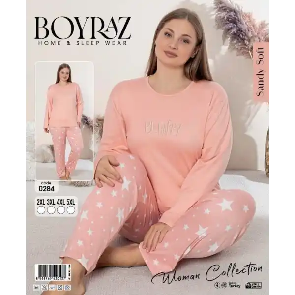 Boyraz 0284 Kadın Sandy Battal Uzun Kol Pijama Takımı