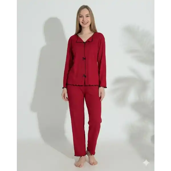Boyraz 0613 Kadın Raporlu Uzun Kol Pijama Takımı