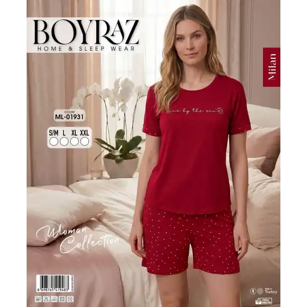 Boyraz ML-01931 Kadın Milan Kısa Kol Şortlu Takım