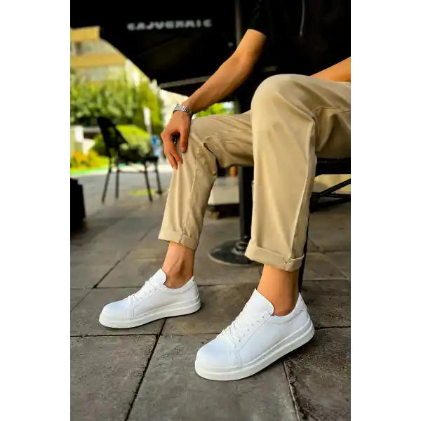 CH979 Santoni CRT Spor Erkek Ayakkabı BEYAZ
