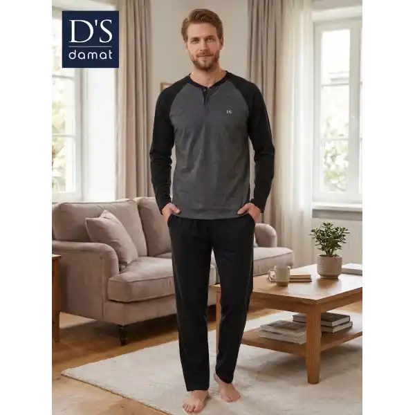 Ds Damat 2603 Erkek Mavenck Uzun Kol Pijama Takımı