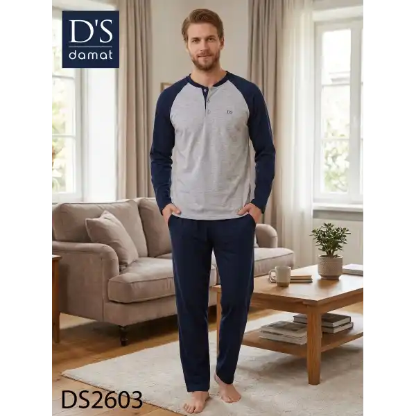 Ds Damat 2603 Erkek Mavenck Uzun Kol Pijama Takımı