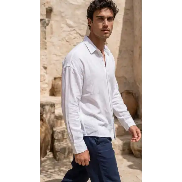 Erkek Armürlü Yarım Oversize Müslin Gömlek