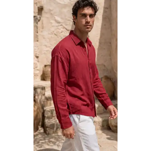 Erkek Armürlü Yarım Oversize Müslin Gömlek