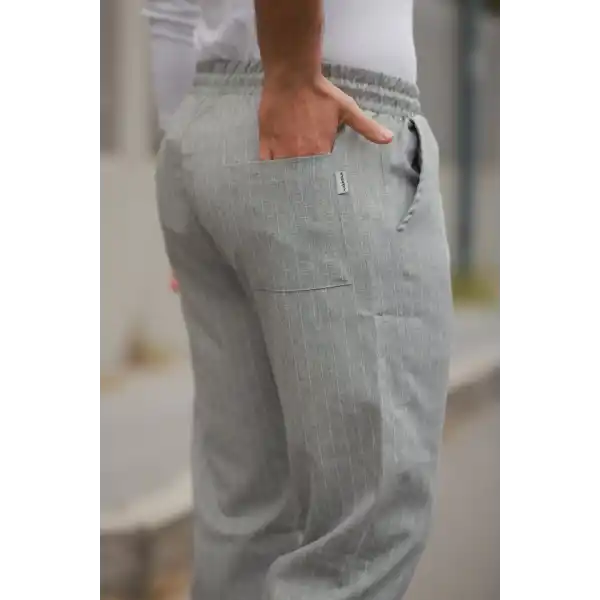 Erkek Beli Bağcıklı çizgili Pantolon