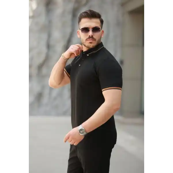 Erkek Düğmeli Yaka Waffle Kumaş Kısa Kollu Tişört