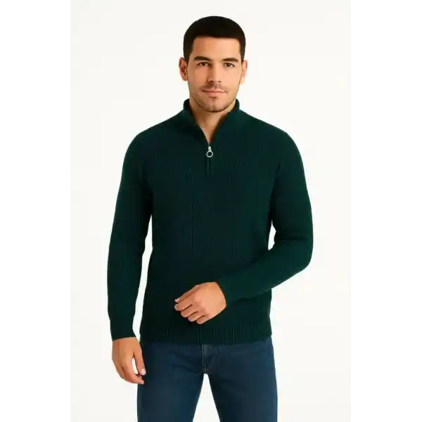 Erkek Fitilli Triko Kazak 3’lü Set – Haki, Siyah, Antrasit Kalın Dokuma Pamuklu Regular Fit V Yaka Fermuarlı Uzun Kollu Rahat Kışlık Kazak Kombini