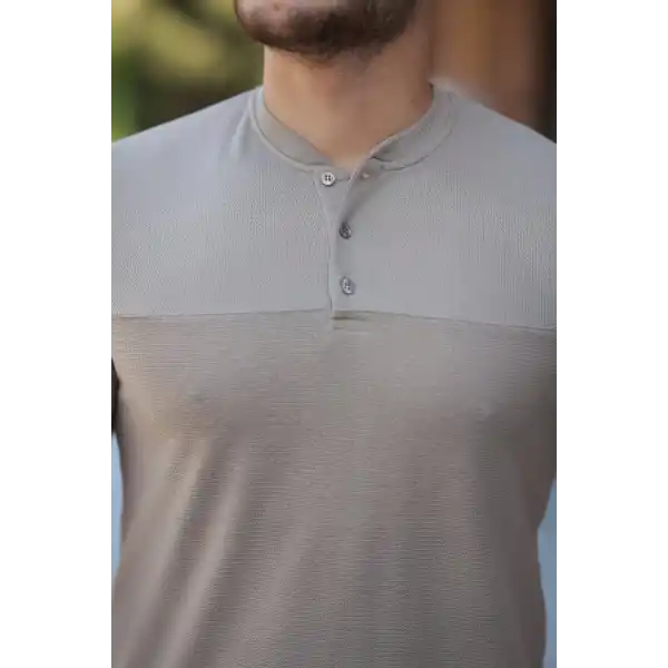 Erkek Hakim Yakalı Kısa Kollu Pamuklu T-shirt