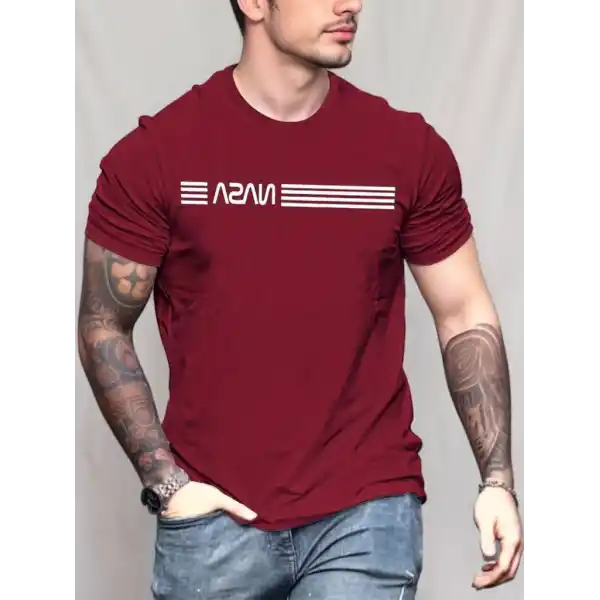 Erkek Kısa Kollu Nasa Baskı Basic Erkek T-shirt