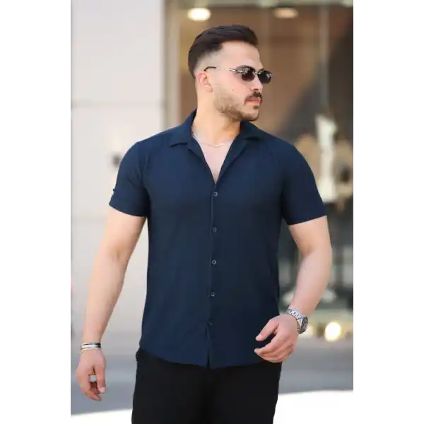 Erkek Kısa Kollu örme Kumaş Pamuklu Gömlek