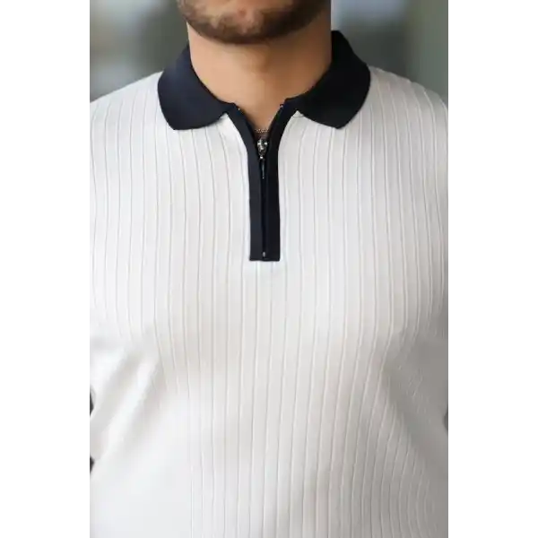 Erkek Kol Ve Yaka Detaylı Uzun Kollu Triko