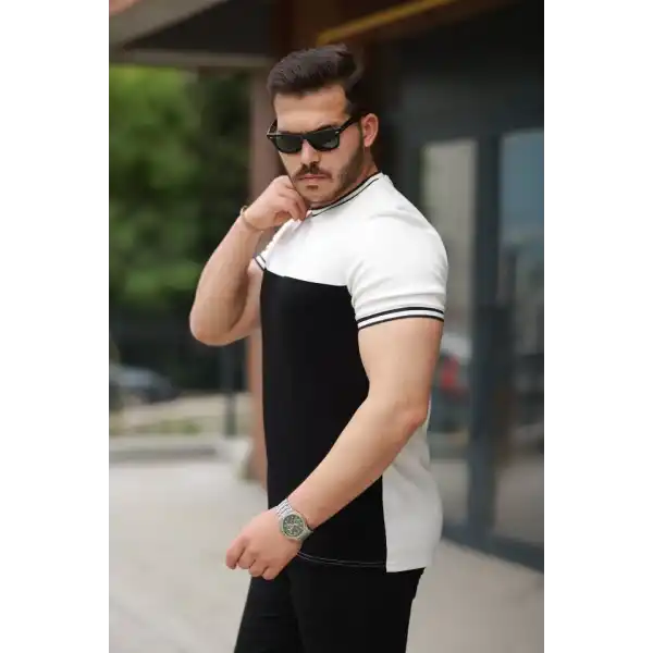 Erkek Parçalı Renk Kısa Kollu Tişört