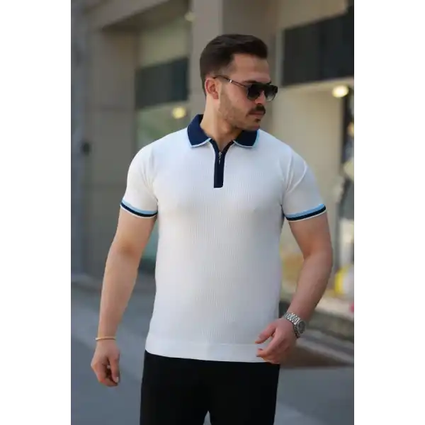 Erkek Renkli Yaka Kısa Kollu Tişört