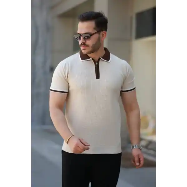 Erkek Renkli Yaka Kısa Kollu Tişört