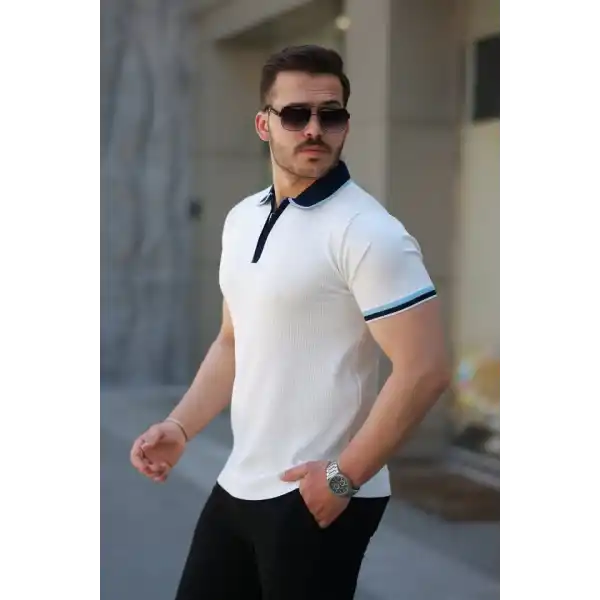 Erkek Renkli Yaka Kısa Kollu Tişört