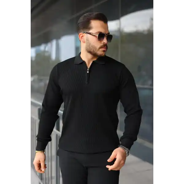 Erkek Selanik örme Yakalı Uzun Kollu Triko