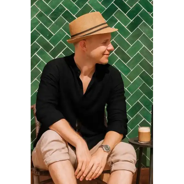 Erkek Uzun Kollu Hakim Yaka Düğmeli Erkek Müslim Gömlek