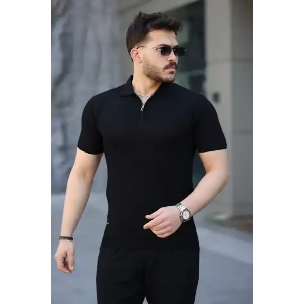 Erkek Viskon Kumaş Polo Yaka Desenli Tişört