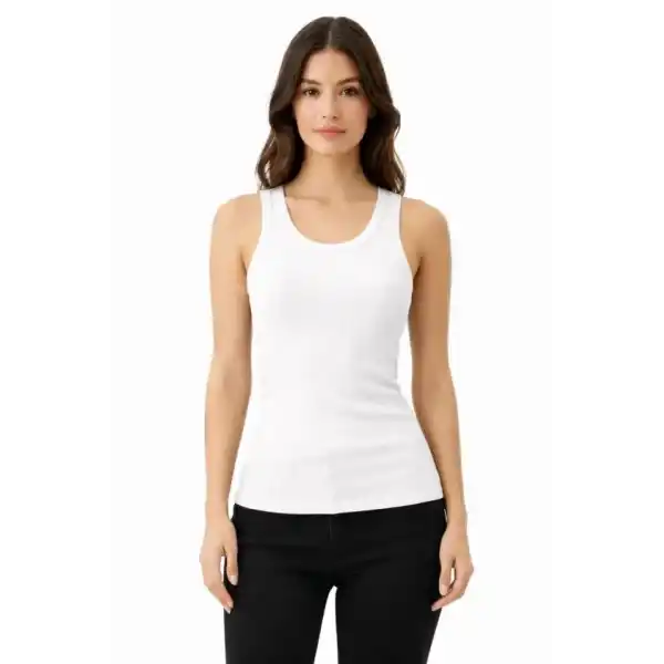 Fitilli Likralı Kaşkorse Atlet Vücuda Oturan Basic Şıklık - Beyaz