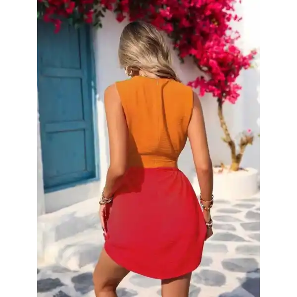Kadın Askılı Bisiklet Yaka Yandan Açık Mini Aerobin Elbise