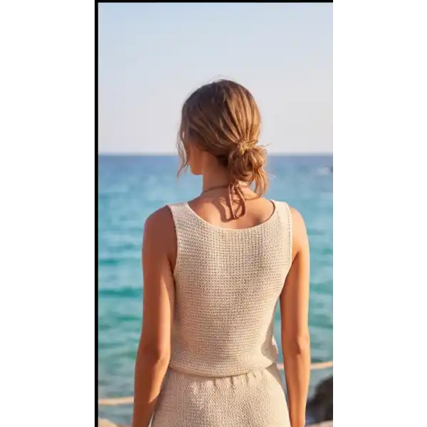 Kadın Askılı Kare Yakalı Belden Bağcıklı Triko Pareo