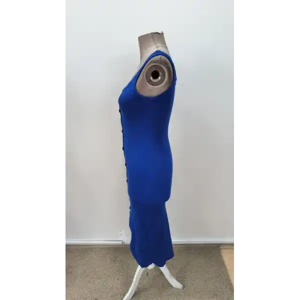 Kadın Askılı Kare Yakalı önden Düğmeli Midi Kaşkorse Elbise