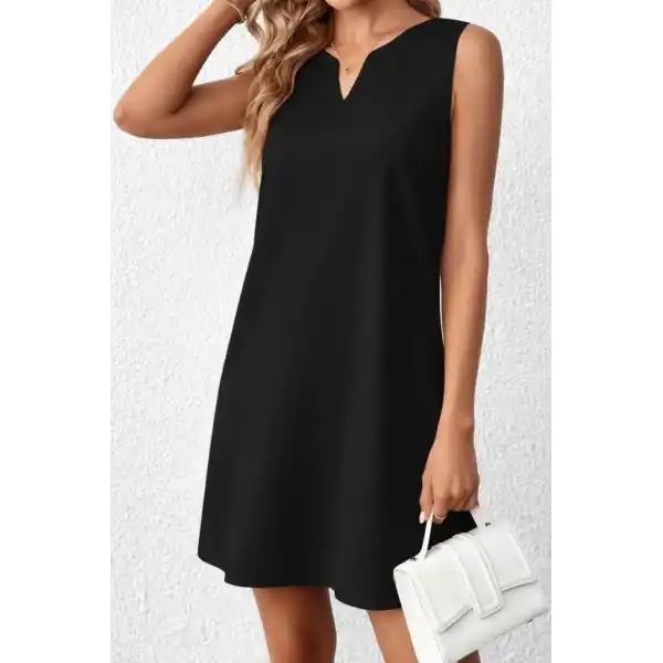 Kadın Askılı V Yakalı Mini Ithal Krep Elbise
