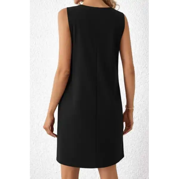 Kadın Askılı V Yakalı Mini Ithal Krep Elbise