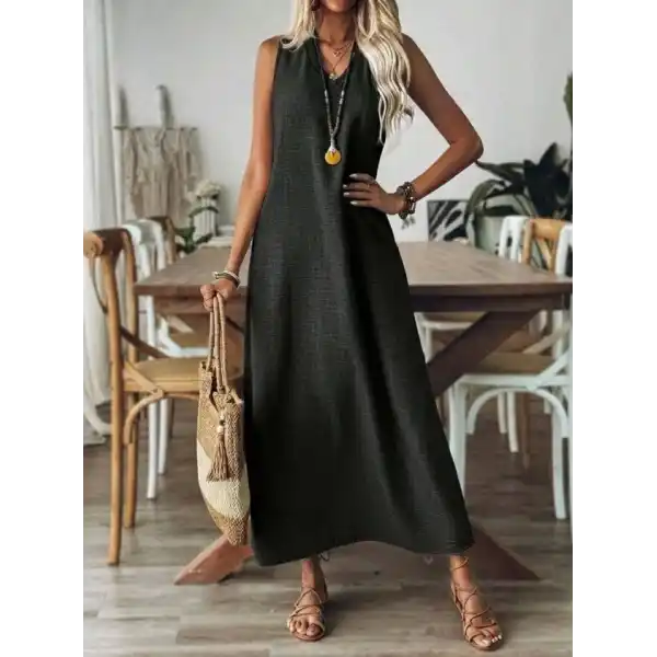 Kadın Askılı V Yakalı Uzun Elbise