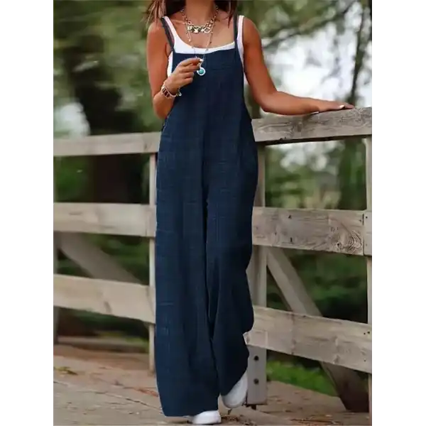 Kadın Askılı Yandan Fermuarlı Geniş Paçalı Valencia Tulum