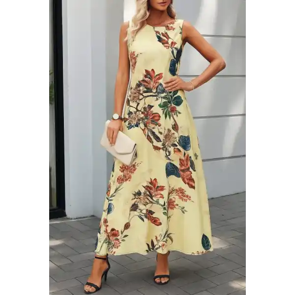 Kadın Askılı Yuvarlak Yaka Cepli Desenli Süprem Elbise