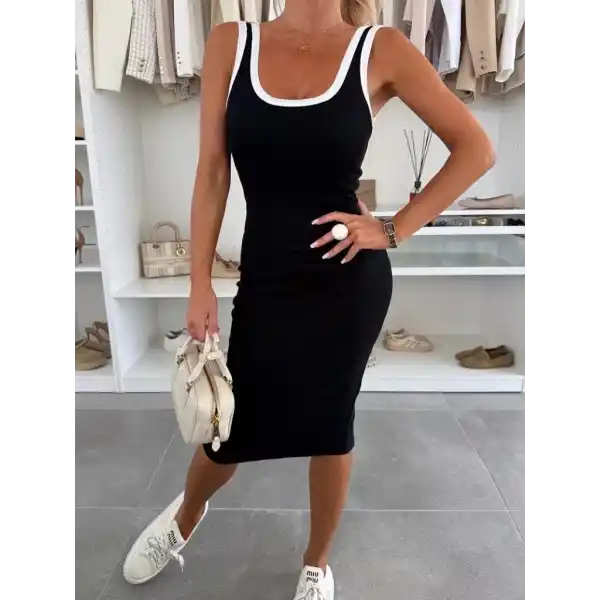 Kadın Askılı Yuvarlak Yaka Midi Kaşkorse Elbise