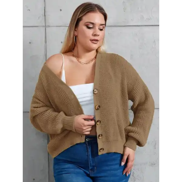 Kadın Beş Düğme Büyük Beden Triko Hırka