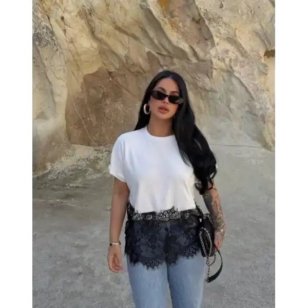 Kadın Dantelli Modal Kumaş Bluz