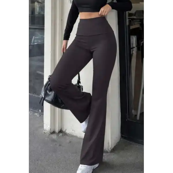 Kadın Geniş Korsaj Bel Detaylı Paçaya Doğru Geniş Yüksek Bel Dalgıç Pantolon