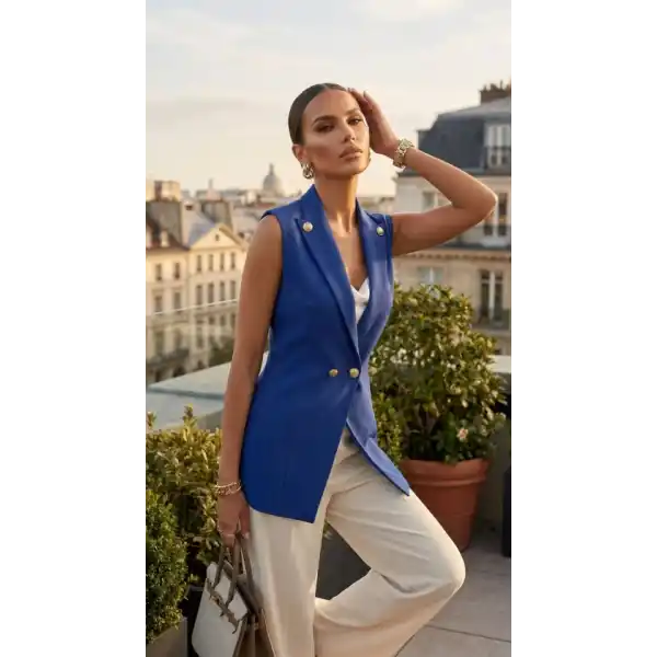 Kadın Gold Düğmeli Blazer Yaka Ceket