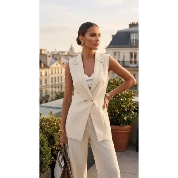 Kadın Gold Düğmeli Blazer Yaka Ceket