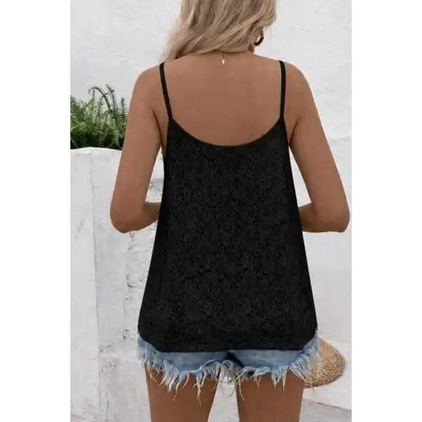 Kadın Ip Askılı V Dantel Yakalı Dantel Bluz