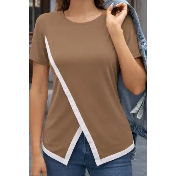 Kadın Kısa Kollu Bisiklet Yaka Viskon Bluz