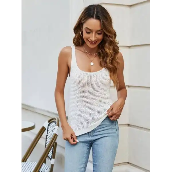 Kadın Kolsuz U Yaka Askılı Triko Bluz